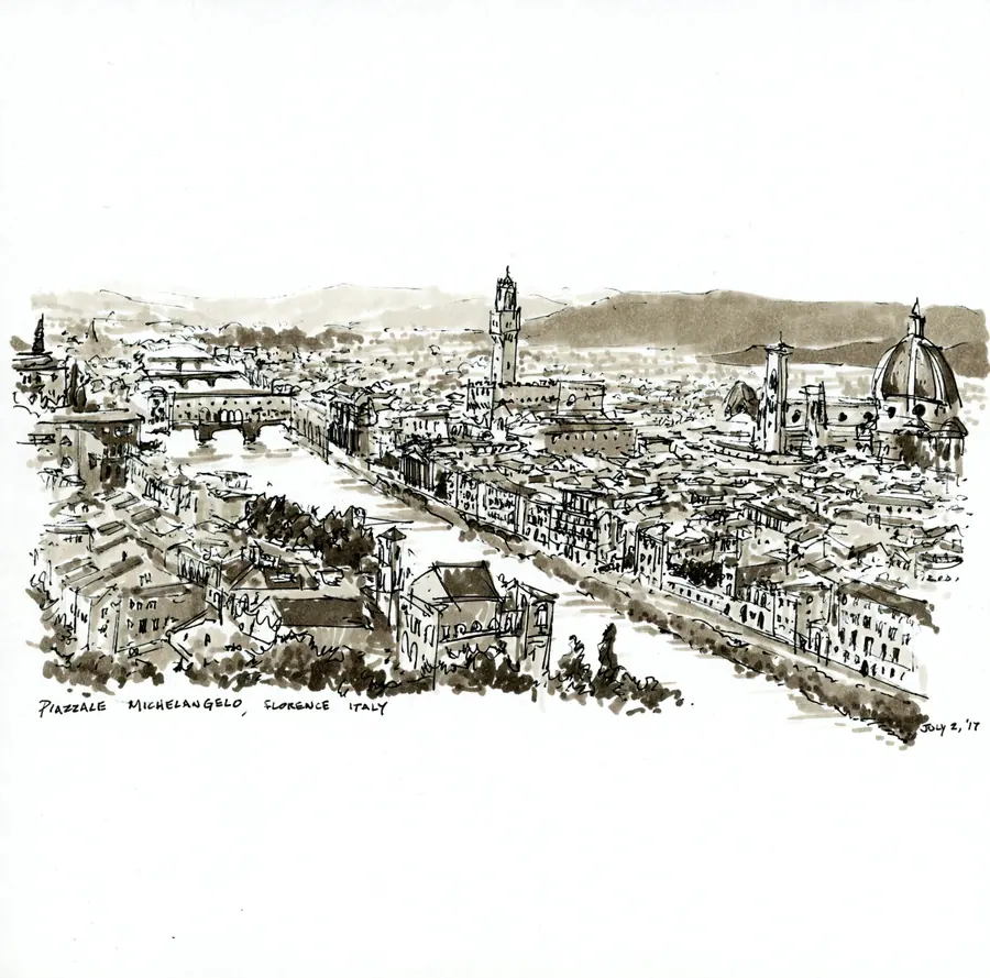 Marker panorama of Florence seen from Piazzale Michelangelo