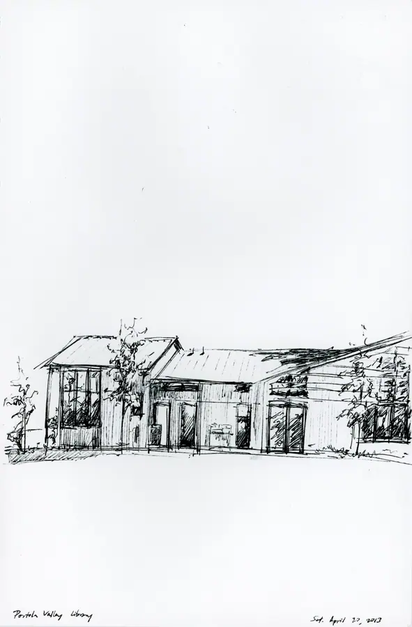 Marker drawing of Portola Valley Library