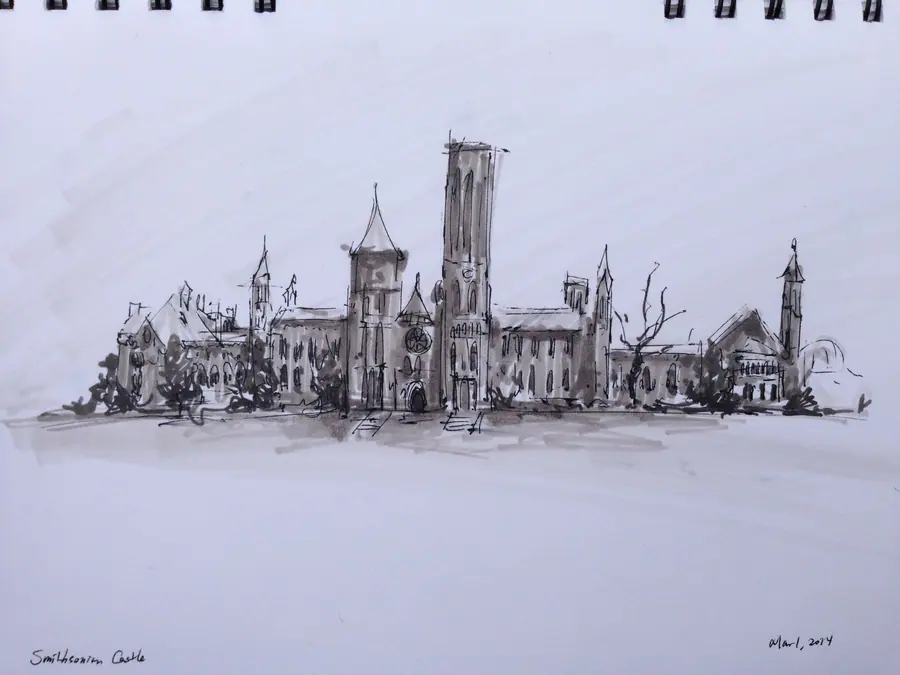 Marker panorama of the Smithsonian Castle in Washington, DC